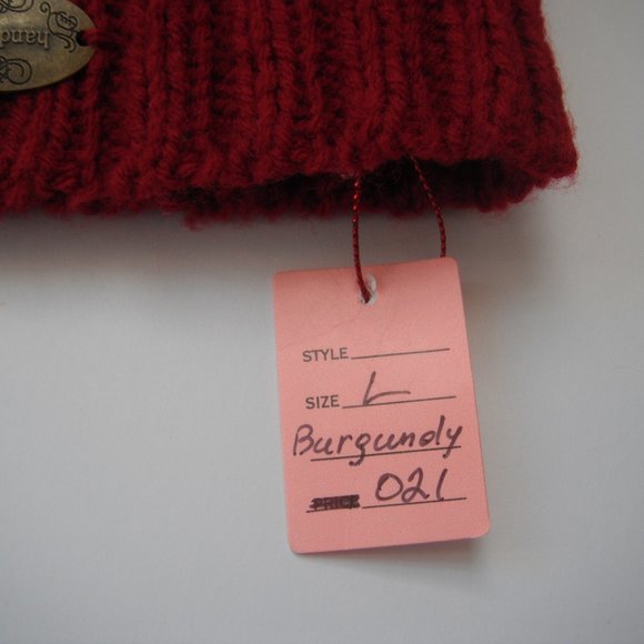 Hand Knitted Hat Toque Adult Size -L Acrylic Burgundy Color-021 Hand knit by me - Picture 7 of 7